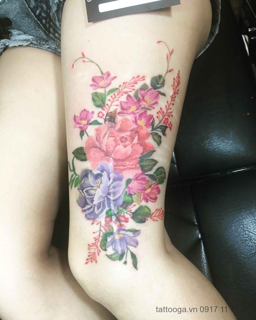 Nhẹ nhàng nữ tính với hình xăm ở đùi  Long Nguyễn Tattoo  Facebook