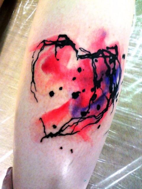 Abstract Watercolor Heart Tattoo