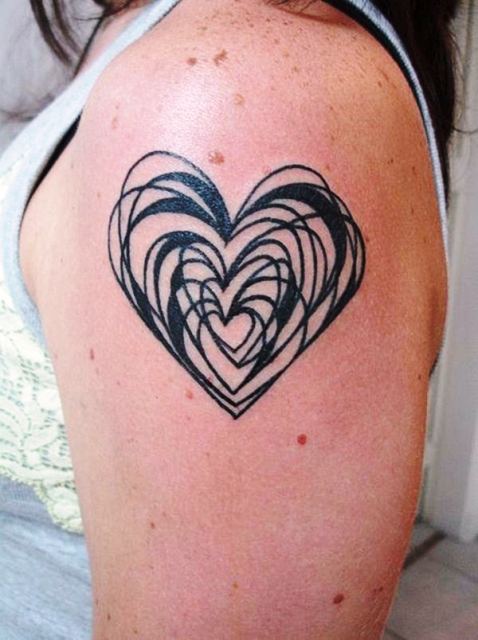 Overlapping Heart Tattoo